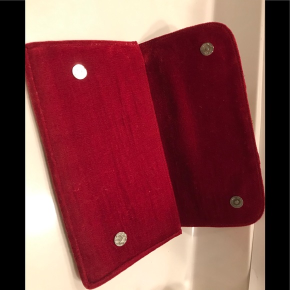 Vintage Red Velvet Clutch - Picture 3 of 6